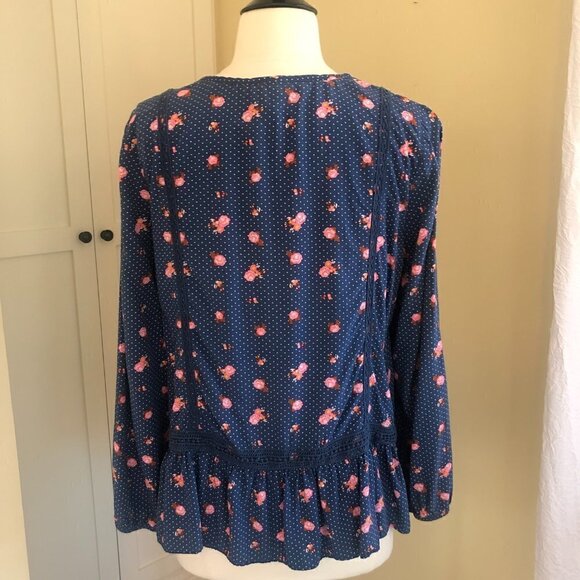 Matilda Jane Prairie Peplum Floral Top Long Sleeve Medium - Picture 4 of 7